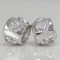 1pc Solid 925 Sterling Silver Heart Charm Love You Forever Bead Cubic Zirconia CZ fit All Charm Bracelets Women Men Gift EC271