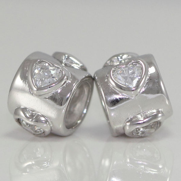 1pc Solid 925 Sterling Silver Heart Charm Love You Forever Bead Cubic Zirconia CZ fit All Charm Bracelets Women Men Gift EC271