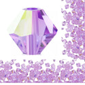 50pcs Preciosa Faceted Bicone Crystal Beads, Violet AB, 6mm, Hole ID 1mm, Pre-B659