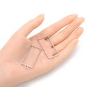 20pcs Open Back Rectangle Bezel Blanks, Pendant Base, Large Resin Mold, Silver, 49x20mm, CF288-10