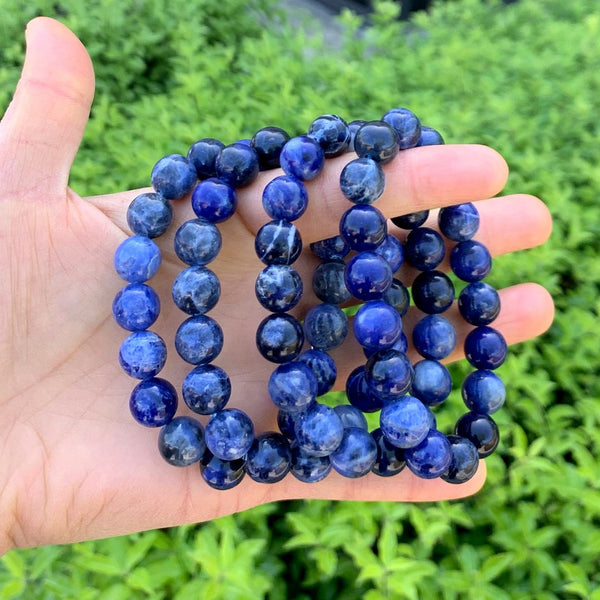 1 Strand Stretch Natural Blue Sodalite Beaded Gemstone Bracelet, 10mm Bead, Length Selections: 7 inch/7.5 inch/8 inch/8.5 inch