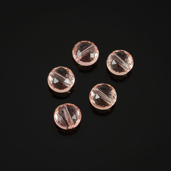 25pcs Adabele Austrian Faceted Flat Round Coin Crystal Beads #5052, Light Padparadscha Pink, 8mm, Hole ID 1mm, SSMR830