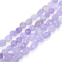 Natural Purple Lavender Jade Gemstone Oval Tumbled Pebble Beads, Irregular, 6mm to 8mm, Hole ID 1mm, 15 Inch/1 Strand, GZ11-19