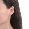 1 Pair 925 Sterling Silver February Love Heart Birthstone Stud Earrings, 6mm/0.84 Carat Cubic Zirconia CZ Purple Amethyst Stone, SSE79-2