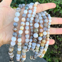 Natural Bamboo Leaf Agate Gemstone Round Beads, 1 Strand/15 Inch, Size Selections: 4mm/6mm/8mm/10mm