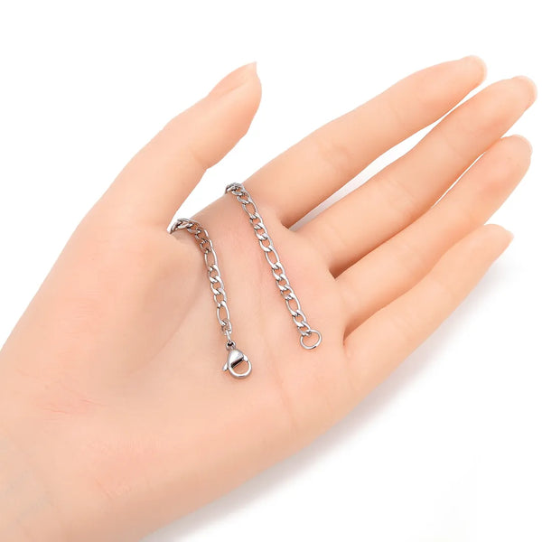 5pcs 304 Stainless Steel 3.8mm Diamond-Cut Figaro Chain Necklaces (18 Inch/20 Inch/22 Inch)