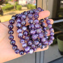 1 Strand Stretch Natural Purple Amethyst Beaded Gemstone Bracelet, 10mm Bead, Length Selections: 7 inch/7.5 inch/8 inch/8.5 inch