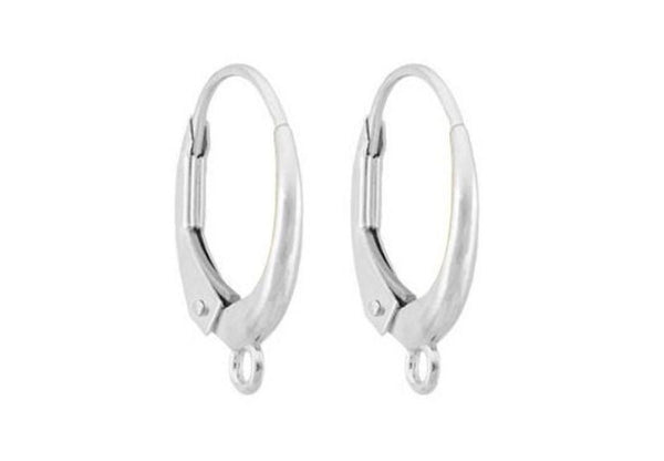 50pcs Round Hoop Huggies Leverback Earring Hooks, Open Ring, Sterling Silver Plated Brass, 14mm, CF262-1