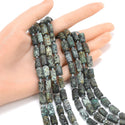 Natural Matt African Turquoise Gemstone Faceted Tube Beads, 13x7mm, Hole ID 1mm, 15 Inch/1 Strand, GZ8-12