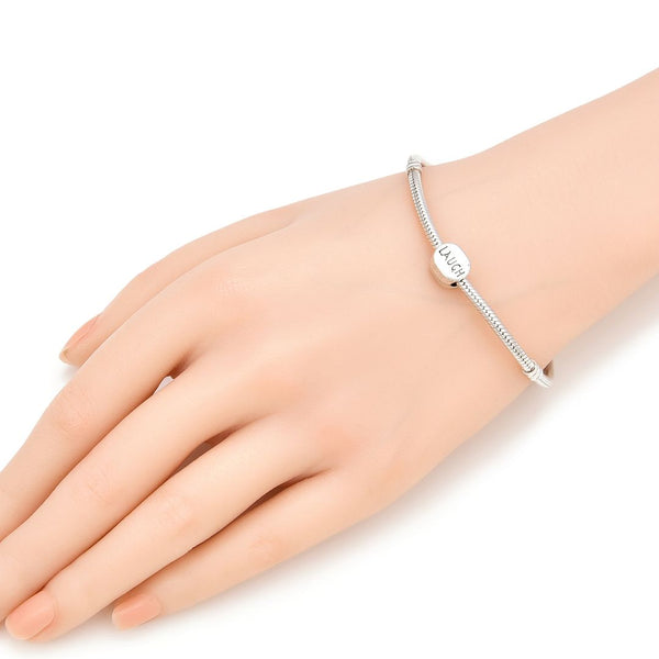 20pcs Laugh Happiness Large Hole Beads, Hole ID 4.5mm, Antique Silver, Zinc Alloy Metal, MEC-C5