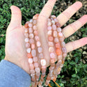 Natural Sunstone Gemstone Oval Tumbled Pebble Beads, Irregular, 6mm to 8mm, Hole ID 1mm, 15 Inch/1 Strand, GZ11-5