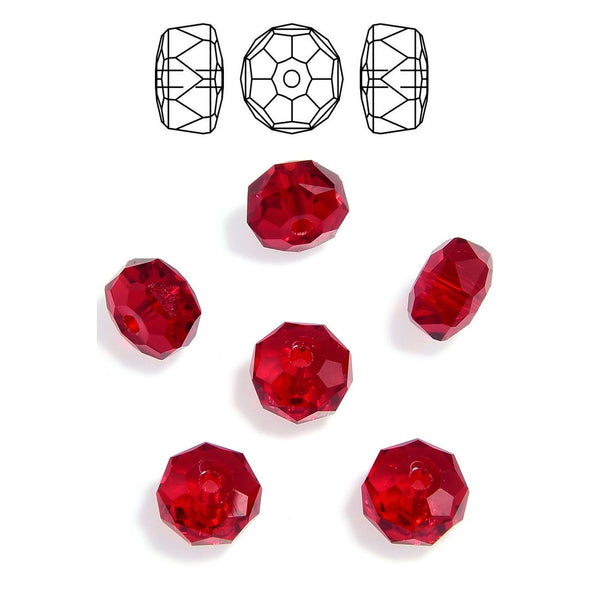25pcs Adabele Austrian Faceted Donut Rondelle Crystal Beads #5045, Siam Red, 8mm x 5mm, Hole ID 1.2mm, SSO-805