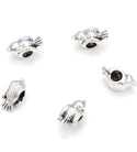 20pcs Cute Bird Symbol of Freedom and Hope Large Hole Beads, Hole ID 4.5mm, Antique Silver, Zinc Alloy Metal, MEC-A9