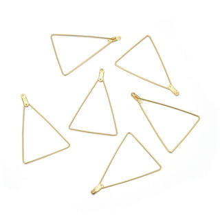 10pcs Tarnish Resistant Triangle Beading Hoops, 18K Yellow Gold Plated Brass, 50x35mm, 0.7mm/21 Gauge, BF130-3