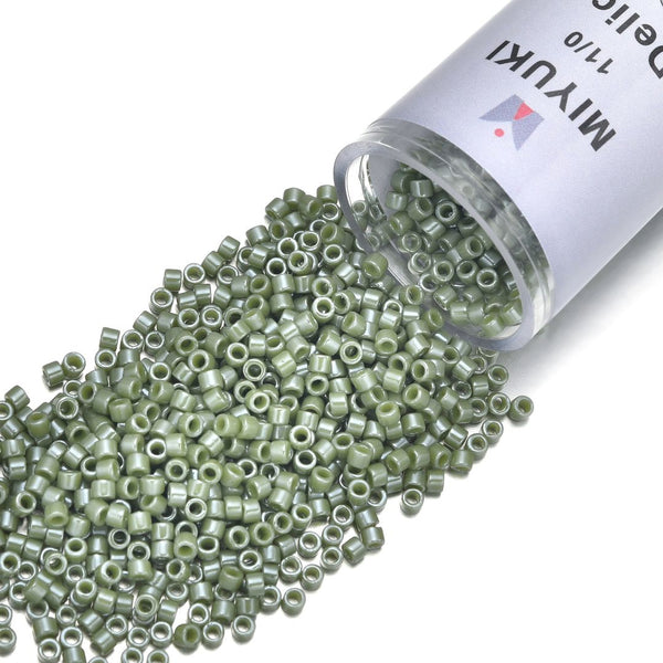 30g Miyuki Delica 11/0 Seed Beads, Opaque Glazed Cactus Luster DB263-1