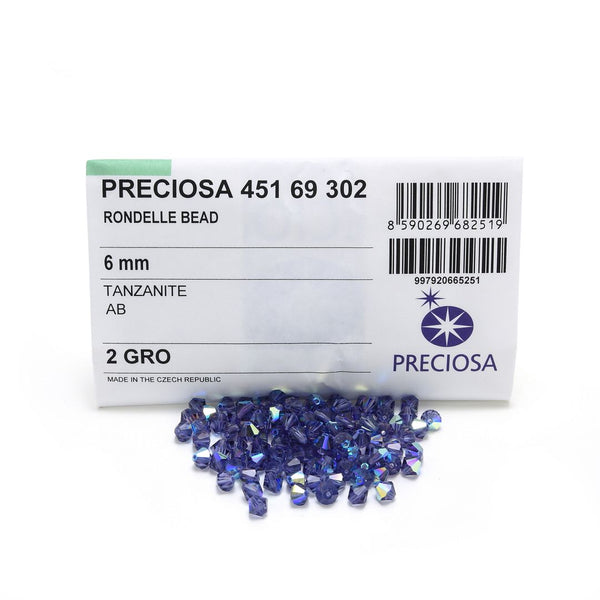 100pcs Preciosa Faceted Bicone Crystal Beads, Tanzanite AB, Size Selections: 3mm/4mm/6mm