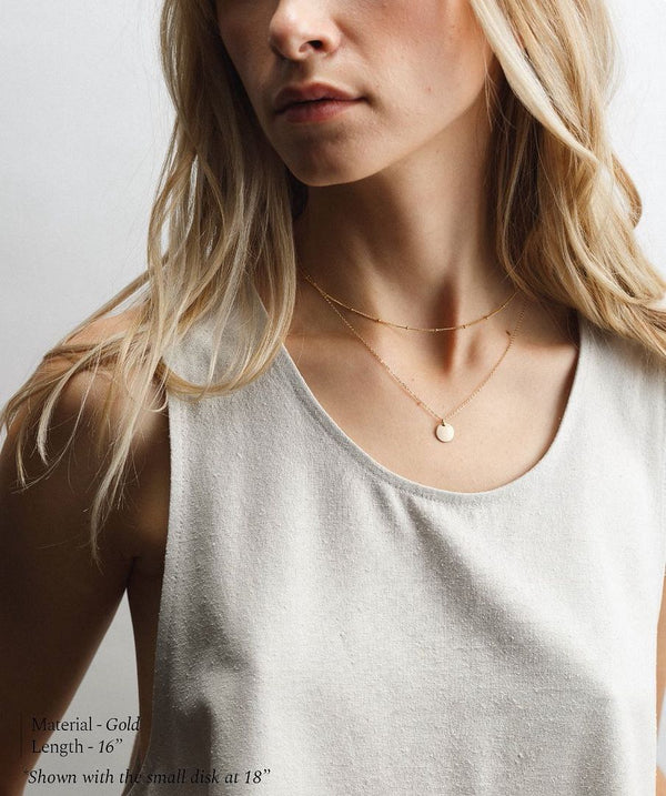 1pc 925 Sterling Silver Bead Station Cable Link Chain Necklace, Real 18K Yellow Gold Plated, 1.8mm Beads, Thin Small, Length Selections: 16/18/20/22/24/26/28/30 Inch