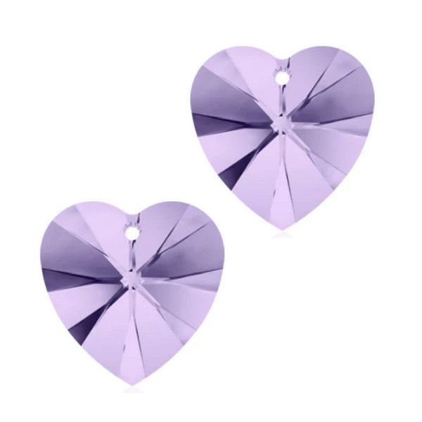 20pcs Top Drilled Valentine Heart Drop Crystal Beads, June Alexandrite Purple Birthstone Beads, 10mm, Hole ID 1mm, BB15-6