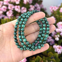 1 Strand Stretch Natural Green Malachite Beaded Gemstone Bracelet, 6mm Beads, Length Selections: 7 inch/7.5 inch/8 inch