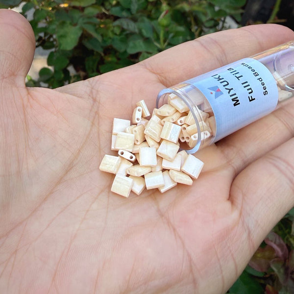 10g Miyuki Full Tila Square Seed Beads 5x5mm, Ceylon Light Caramel (TL593)