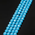 140pcs Creative Club Faceted Round Crystal Glass Beads, Blue Turquoise Opal, 8mm, Hole ID 1mm, CC2R831