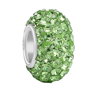 1pc 925 Sterling Silver August Peridot Green Birthstone Bead Charm, 12.5x7.5mm, Hole ID 4.8mm, Fit Pandora All Other Bracelets, EC684-8
