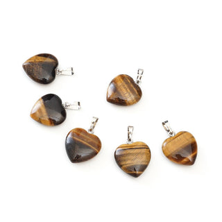 4pcs Natural Yellow Tiger Eye Gemstone Pendants, 20mm Heart Shaped Stone Drops, G2P-H1