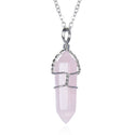 1pc Natural Pink Rose Quartz Gemstone Pendant Necklace, 18 Inch Surgical Stainless Steel Chain, GGP-E6