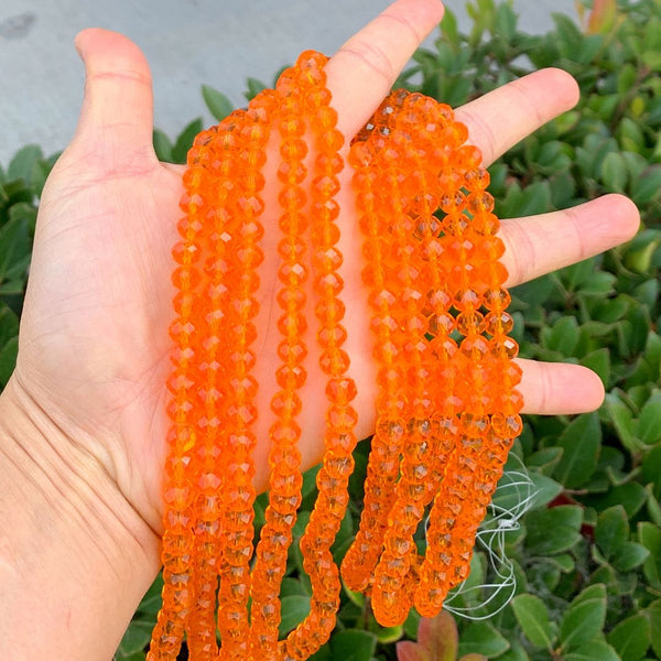 140pcs Creative Club Faceted Rondelle Crystal Glass Beads, Sun (Orange), 8x6mm, Hole ID 1.1mm, CCR812