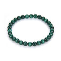 1 Strand Stretch Natural Green Malachite Beaded Gemstone Bracelet, 6mm Beads, Length Selections: 7 inch/7.5 inch/8 inch
