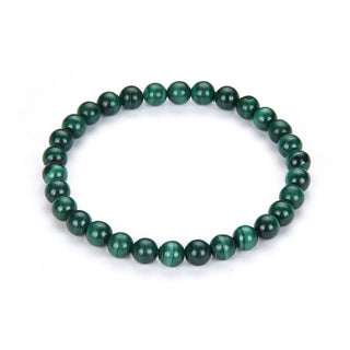1 Strand Stretch Natural Green Malachite Beaded Gemstone Bracelet, 6mm Beads, Length Selections: 7 inch/7.5 inch/8 inch