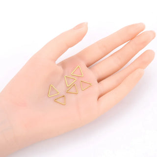 50pcs Raw Brass Triangle Beading Hoops, Open Back Bezel Frame, Unplated/Uncoated, 0.8mm/20 Gauge, Size Selections: 12mm/17mm/20mm