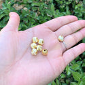 50pcs Tarnish Resistant Corrugated Melon Round Beads, 18K Yellow Gold Plated Brass, Size Selections: 6mm/8mm/10mm