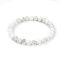 1 Strand Stretch Natural White Howlite Beaded Gemstone Bracelet, 6mm Beads, Length Selections: 7 inch/7.5 inch/8 inch