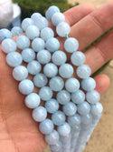 Natural Aquamarine Blue Quartz Gemstone Round Beads, 1 Strand/15 Inch, Size Selections: 4mm/6mm/8mm/10mm