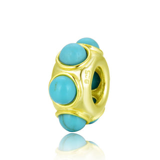 Solid 925 Sterling Silver Turquoise Flower Bead Charm
