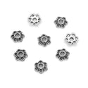 200pcs Textured Filigree Flower Bead Caps, 6mm Small Bead End Caps, Antique Silver, MC-AB16