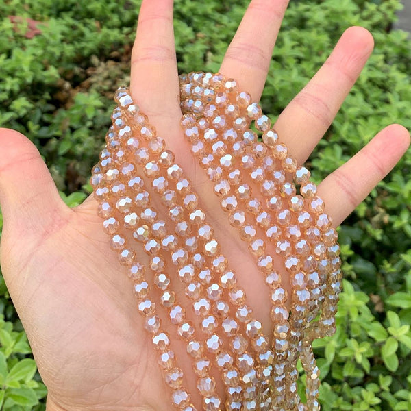 200pcs Creative Club Faceted Round Crystal Glass Beads, Golden Shadow, 6mm (0.24 inch), Hole ID 1mm, CC2R628