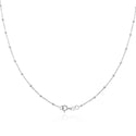 1pc 925 Sterling Silver Bead Station Cable Link Chain Necklace, 1.8mm Beads, Thin Small, Length Selections: 16/18/20/22/24/26/28/30 Inch