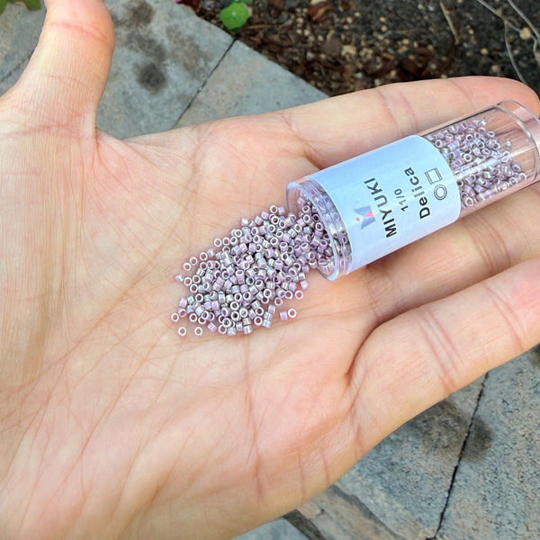 30g Miyuki Delica 11/0 Seed Beads, Opaque Rainbow Mauve DB158