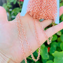 33 Feet Textured Round Copper Chain Link, Bright Coppery, 5mm