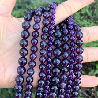 Natural Purple Amethyst Gemstone Round Beads, 15 Inch/1 Strand, Size Selections: 4mm/6mm/8mm/10mm