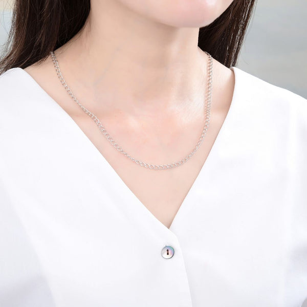 1pc 925 Sterling Silver Twisted Curb Link Cable Chain Necklace, Tarnish Resistant Rhodium Plated, 3.4mm, Large, Length Selections: 18/20/26/28 inch