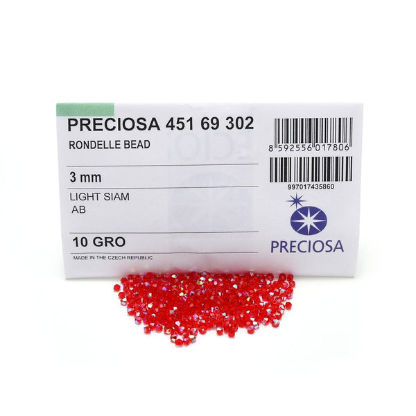 100pcs Preciosa Faceted Bicone Crystal Beads, Light Siam AB, Size Selections: 3mm/4mm/6mm