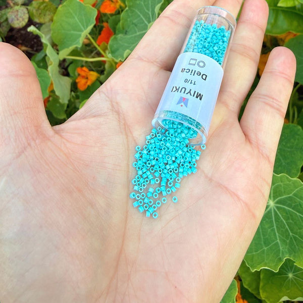 7.5g Miyuki Delica 11/0 Seed Bead Opaque Matte Rainbow Turquoise Blue DB878