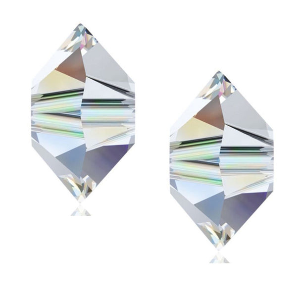 200pcs Creative Club Faceted Flat Bicone Rondelle Crystal Glass Beads #5305, Crystal AB, 6x4mm Small, Hole ID 1mm, CC3R602