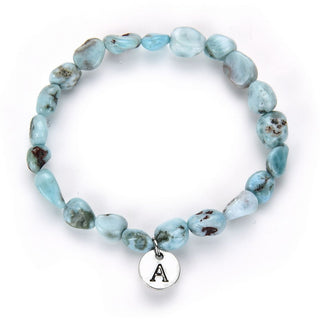 1 Strand Stretch Natural Blue Larimar Free Form Gemstone Bracelet, 7-10mm Beads, Length Selections: 7 inch/7.5 inch