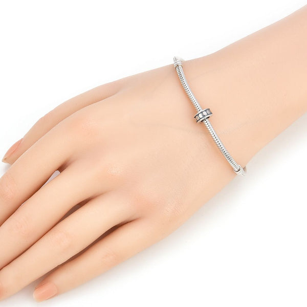 1pc 925 Sterling Silver Rubber Charm Holder Bead Stopper, Compatible with Pandora All Other 3mm Charm Bracelet, EC27-B3