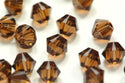 50pcs Preciosa Faceted Bicone Crystal Beads, Smoked Topaz Yellow, 6mm, Hole ID 1mm, Pre-B651