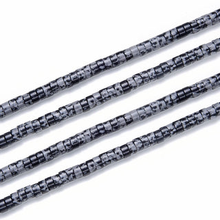 Lab Created Snowflake Obsidian Gemstone Heishi Tube Rondelle Beads, 4x2mm/Small, Hole ID 0.9mm, 14.5 Inch/1 Strand, GH-C29